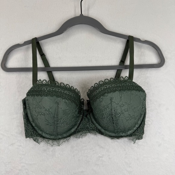 Victoria's Secret Very Sexy Uplift Balconet Bra, Olive Green Lace 36D - Picture 1 of 10